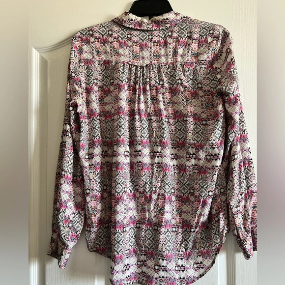Maeve Anthropologie Womens XS Islet Roll Tab Button Down Boho Long Sleeve Top - Picture 2 of 8